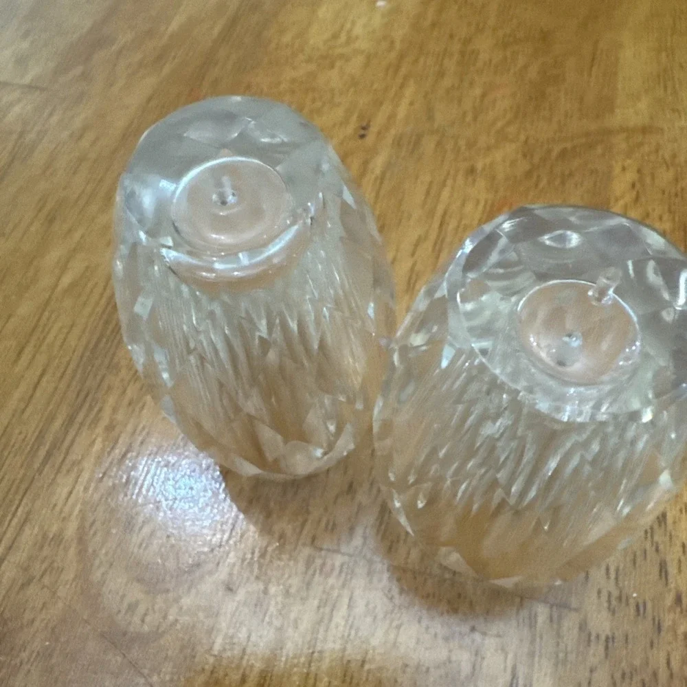Vintage Elegant Clear Crystal Glass Small Salt Pepper Shakers 2.5